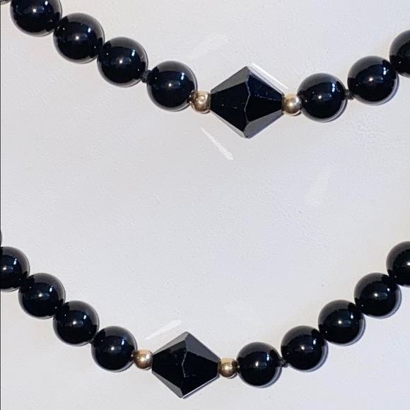 Onyx Black Jet Faceted Crystals 14k Strand - Picture 4 of 8
